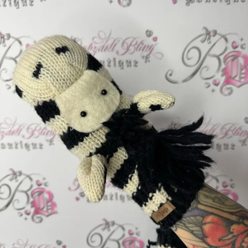 Delux mittens zebra wool thick warm animal puppet style cute winter gloves y2k